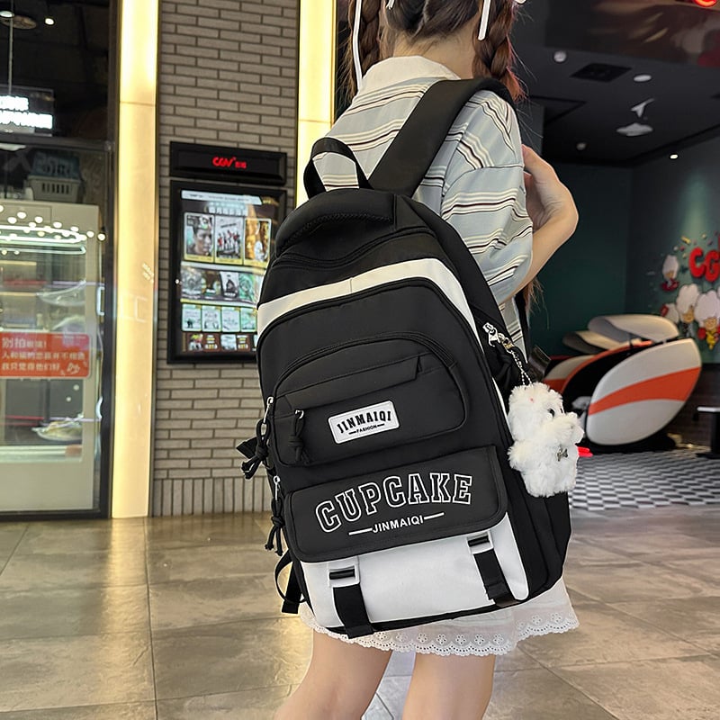 Σχολική τσάντα για κορίτσια, κορεατικού στυλ, ελαφριά και με μεγάλη χωρητικότητα; καμβάς, αναπνέουσα κατασκευή, ιμάντες με αερόσφυρα, επένδυση πολυεστέρα, μοντέλο καλοκαίρι 2025.