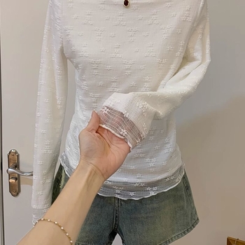 Top z chenille s fleecovou podšívkou, poloturtleneck, princezné rukávy, jednofarebný