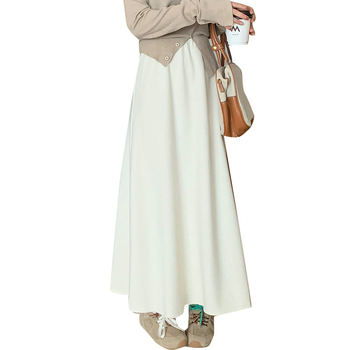 Fustă tricotată în linie A, fără guler, fără mâneci (Lungime medie; Amestec cașmir-poliester)