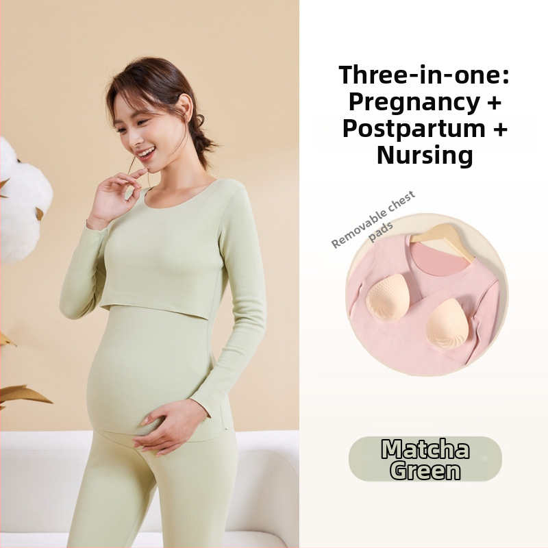 Σετ ρούχων μετά τον τοκετό για θηλάσμό – φθινοπωρινό, με επένδυση για το στήθος, Derong βελούδινο ύφασμα, βασικό υλικό 90–95% πολυεστέρας, spandex <30%, μακριά μανίκια
