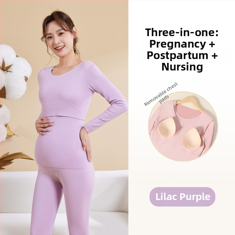 Σετ ρούχων μετά τον τοκετό για θηλάσμό – φθινοπωρινό, με επένδυση για το στήθος, Derong βελούδινο ύφασμα, βασικό υλικό 90–95% πολυεστέρας, spandex <30%, μακριά μανίκια