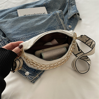 PU lančana crossbody torba s teksturiranom površinom, zatvarač na zip, podstava od najlona, džep na zip (LS6030)