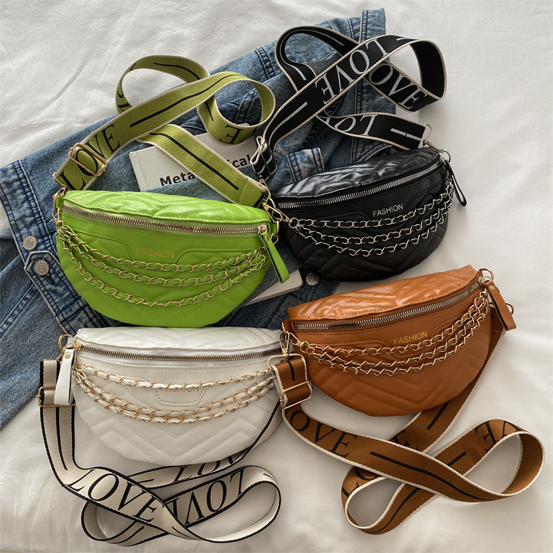 PU lančana crossbody torba s teksturiranom površinom, zatvarač na zip, podstava od najlona, džep na zip (LS6030)