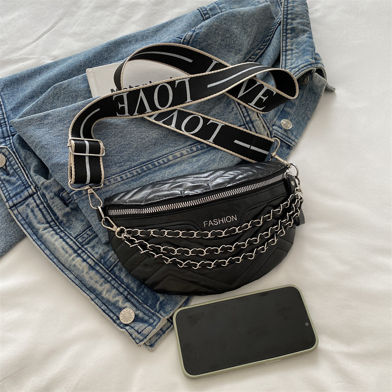 PU lančana crossbody torba s teksturiranom površinom, zatvarač na zip, podstava od najlona, džep na zip (LS6030)
