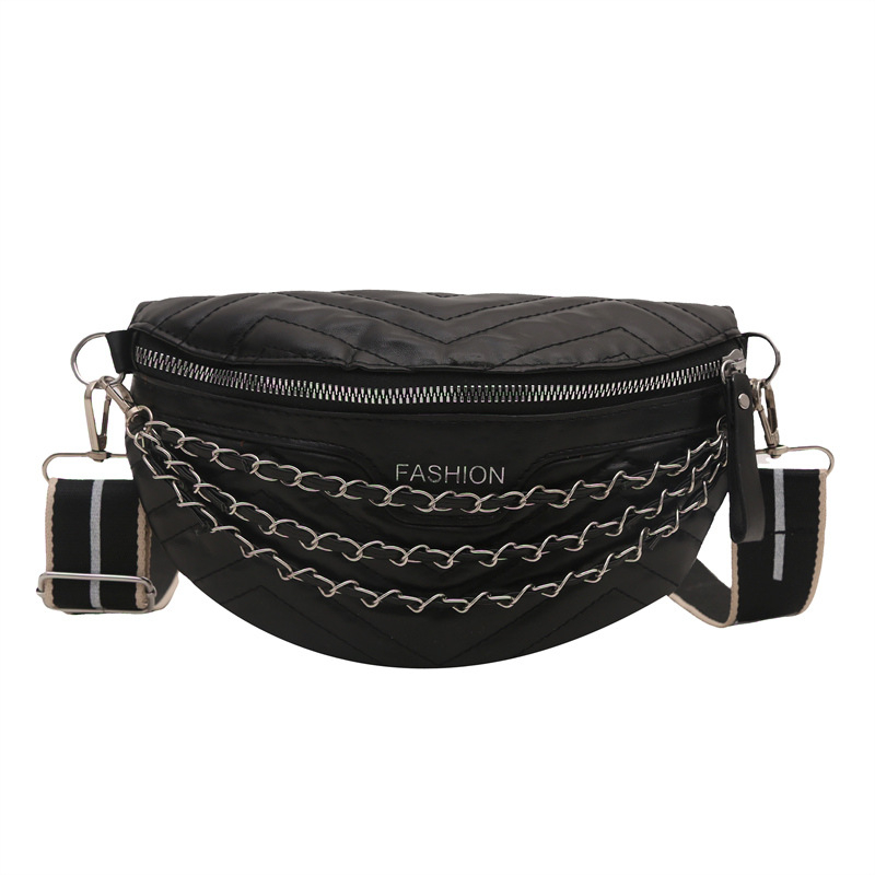 PU lančana crossbody torba s teksturiranom površinom, zatvarač na zip, podstava od najlona, džep na zip (LS6030)