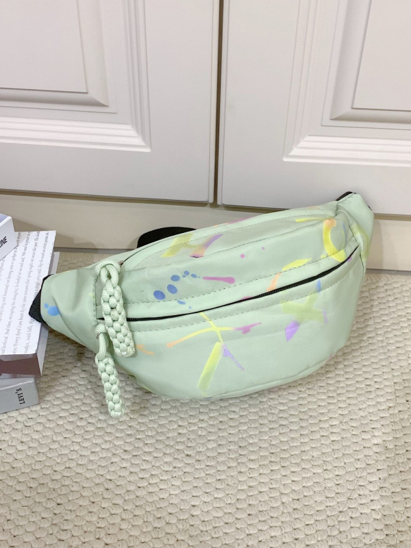 Torba za struk / Crossbody torba s dizajnom slova, Oxford tkanina, zatvarač, džep za dokumente, strukturirani vanjski džep, poliester podstava