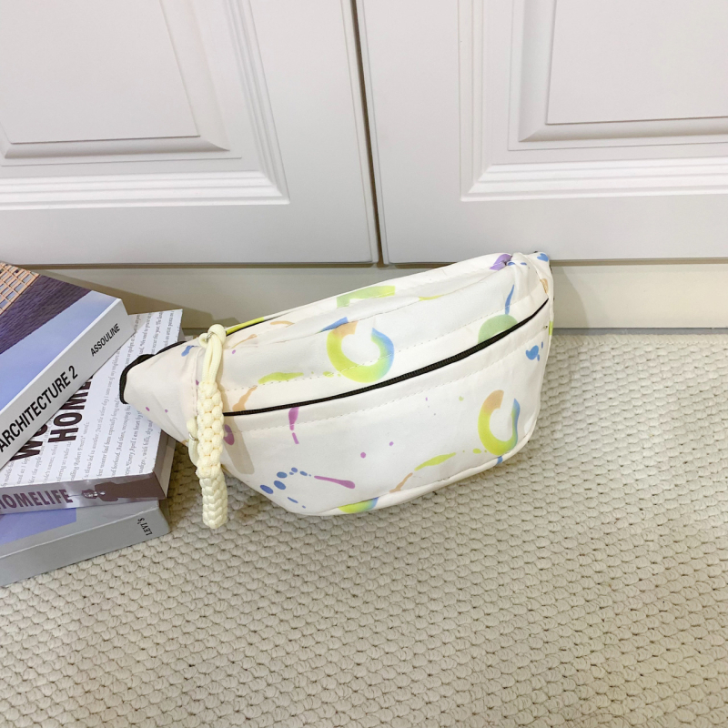 Torba za struk / Crossbody torba s dizajnom slova, Oxford tkanina, zatvarač, džep za dokumente, strukturirani vanjski džep, poliester podstava