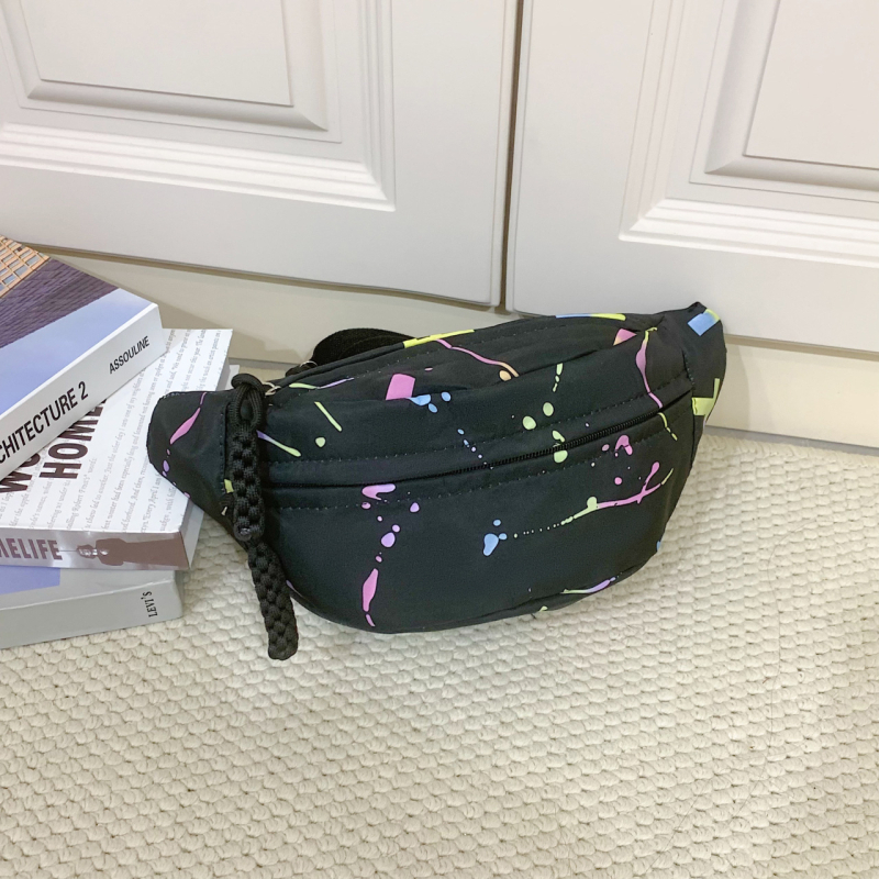 Torba za struk / Crossbody torba s dizajnom slova, Oxford tkanina, zatvarač, džep za dokumente, strukturirani vanjski džep, poliester podstava