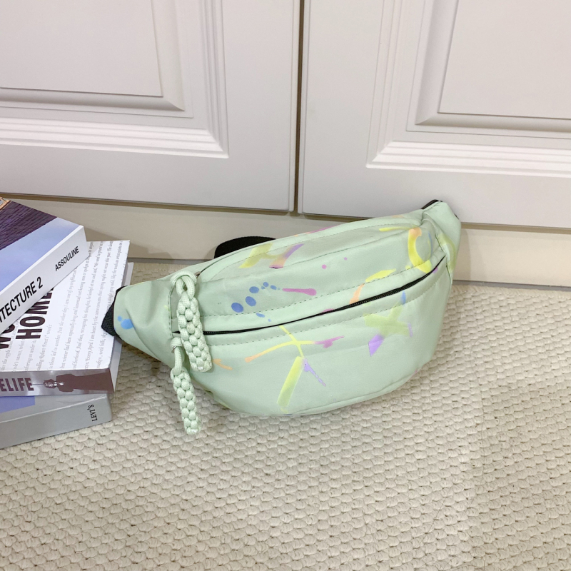 Torba za struk / Crossbody torba s dizajnom slova, Oxford tkanina, zatvarač, džep za dokumente, strukturirani vanjski džep, poliester podstava