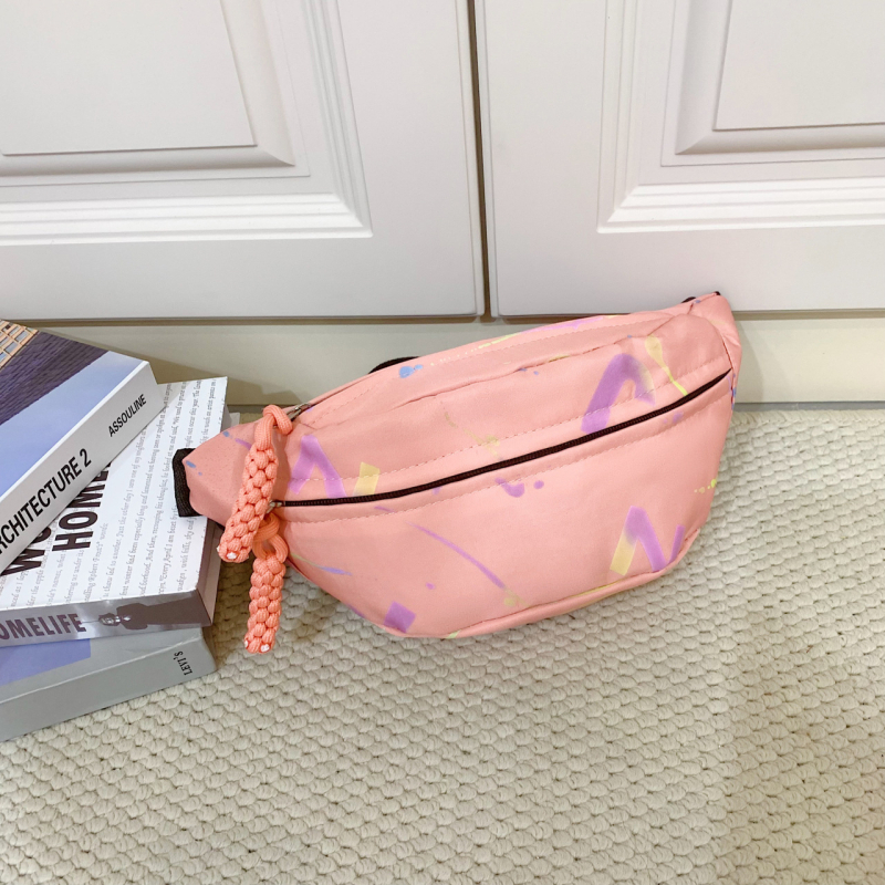 Torba za struk / Crossbody torba s dizajnom slova, Oxford tkanina, zatvarač, džep za dokumente, strukturirani vanjski džep, poliester podstava