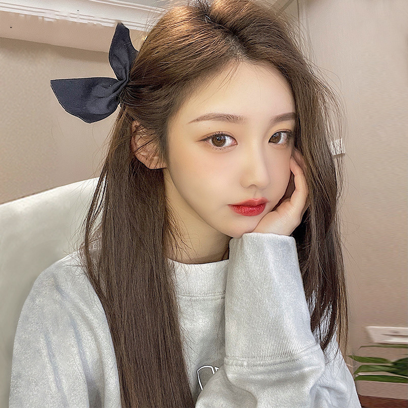 Perucă pentru femei, păr lung drept, stil natural, fire rezistente la căldură, breton cu parte mijlocie, Model 010