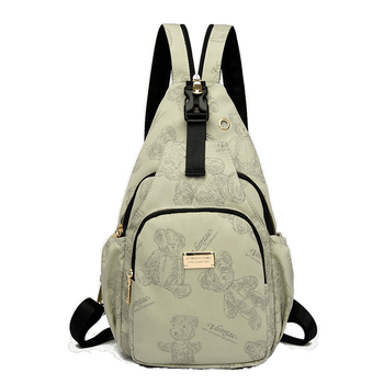 Chi weng Tiskana najlonska torbica za prsa — mini crossbody/torba preko ramena, višestruka namjena, zatvarač, najlonska podstava, stil Mix and Match