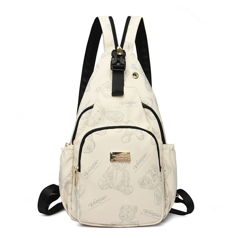 Chi weng Tiskana najlonska torbica za prsa — mini crossbody/torba preko ramena, višestruka namjena, zatvarač, najlonska podstava, stil Mix and Match