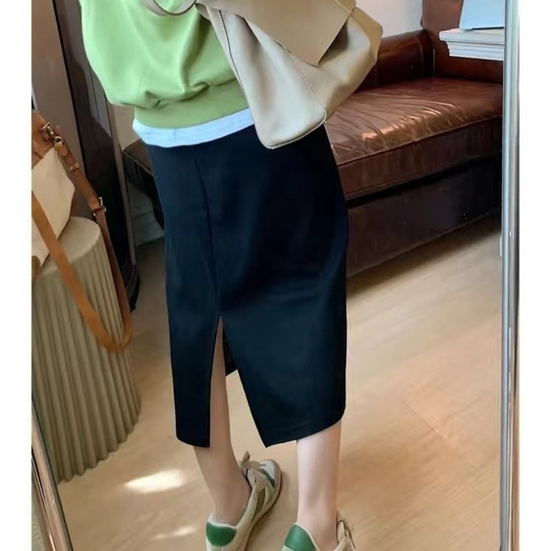 Fustă maternă dreaptă cu guler tip lotus, mâneci 3/4, 95% bumbac, lungime medie, culoare solidă