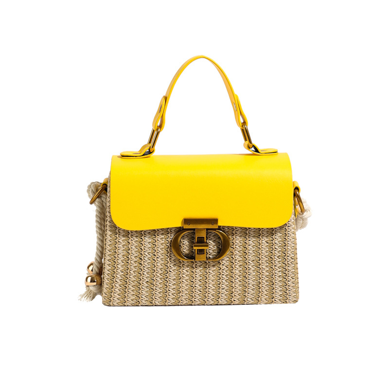 Ženska crossbody torba od slame, trapezastog oblika, zaključavanje, podstava od sintetičke kože, unutarnja džep sa zipom