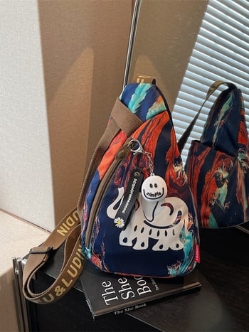 Ženska crossbody torba – Oxford tkanina, vertikalni četvrtasti oblik, zatvarač, poliester podstava, laminirani unutarnji džep