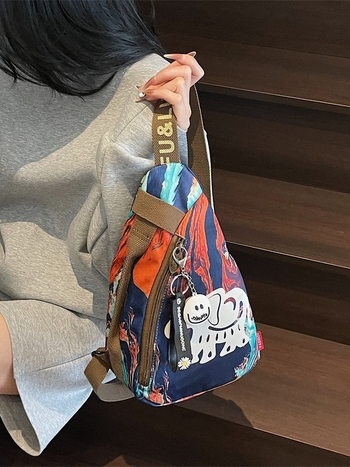 Ženska crossbody torba – Oxford tkanina, vertikalni četvrtasti oblik, zatvarač, poliester podstava, laminirani unutarnji džep