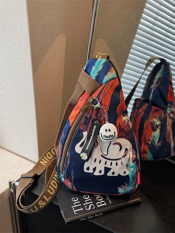 Ženska crossbody torba – Oxford tkanina, vertikalni četvrtasti oblik, zatvarač, poliester podstava, laminirani unutarnji džep