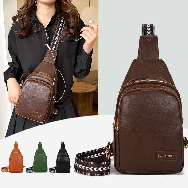 Ženska crossbody torbica u street-trend stilu, PU koža, poliester podstava, zatvarač, unutarnji patch džep