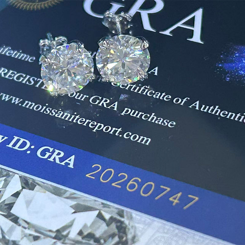 Обеци с моисанит, унисекс, S925 стерлингово сребро, осем сърца и осем стрелки, четиризъбово закрепване