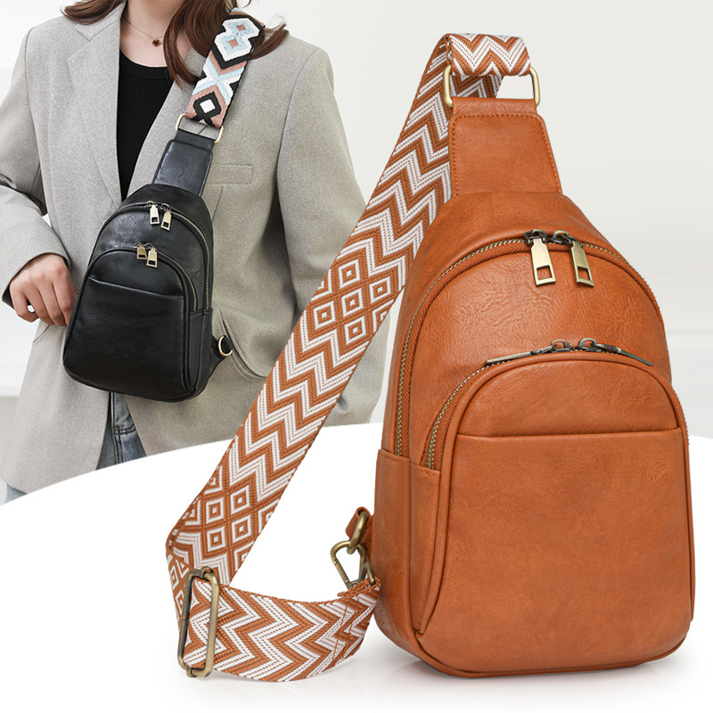 Ženska PU crossbody torba – urban minimalistički stil, moto-stil, srednja veličina, džep za telefon