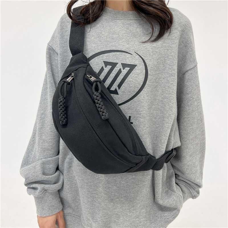 Platnena crossbody torba, ulični stil, džep za telefon, mekani 3D vanjski dio, poliester podstava, zatvarač