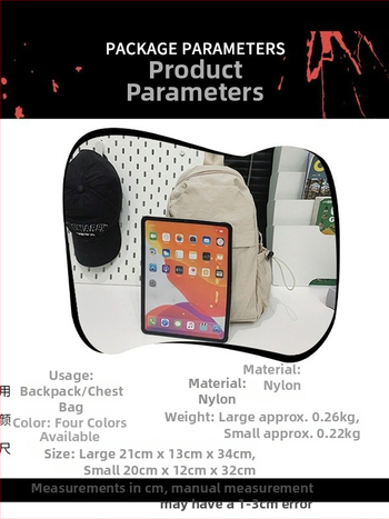 Turistický štýl kompaktný batoh – unisex, nylon, kapacita do 20 L, vrecko na 8-palcový notebook