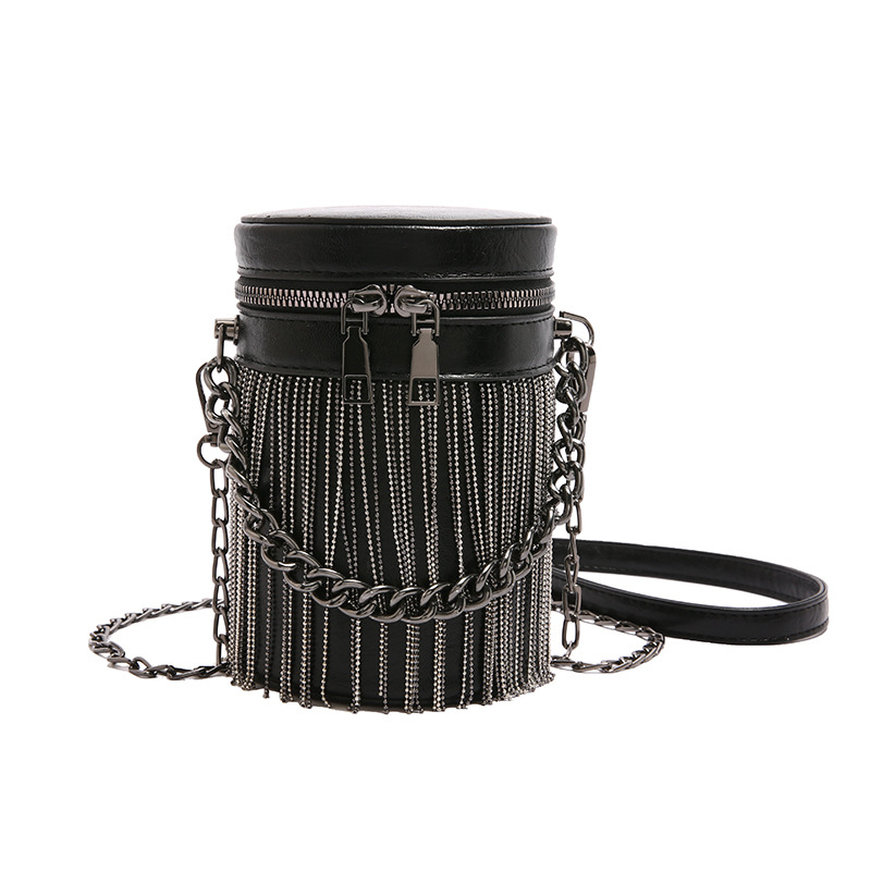 PU cilindrična crossbody torba sa zatvaračem, trodimenzionalni vanjski dio, poliester podstava.