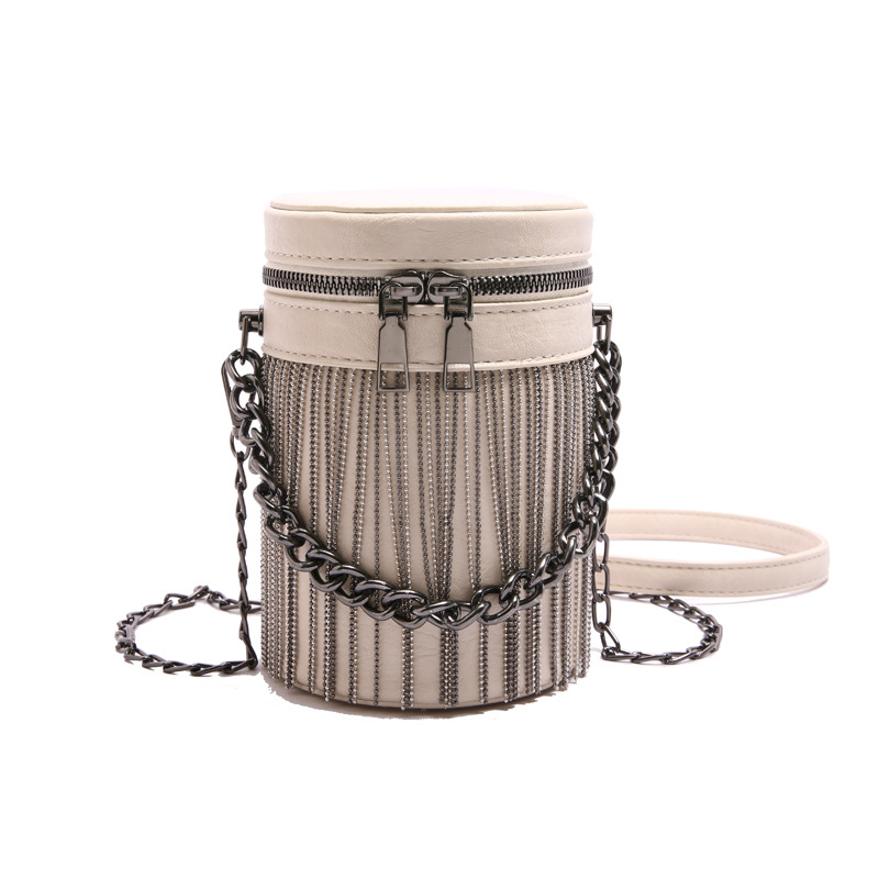 PU cilindrična crossbody torba sa zatvaračem, trodimenzionalni vanjski dio, poliester podstava.