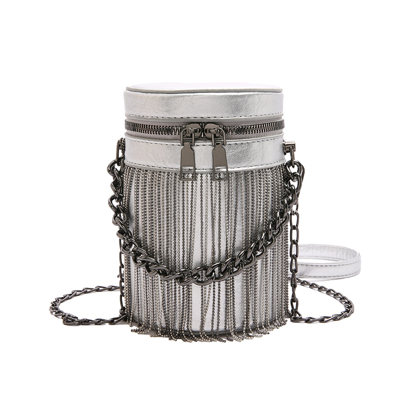 PU cilindrična crossbody torba sa zatvaračem, trodimenzionalni vanjski dio, poliester podstava.