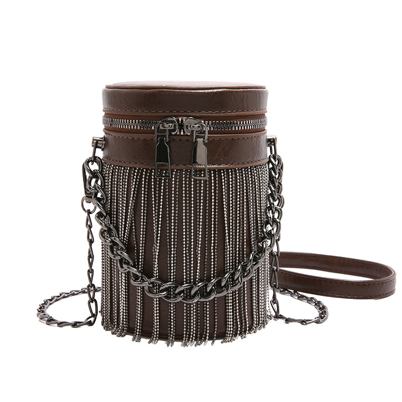 PU cilindrična crossbody torba sa zatvaračem, trodimenzionalni vanjski dio, poliester podstava.