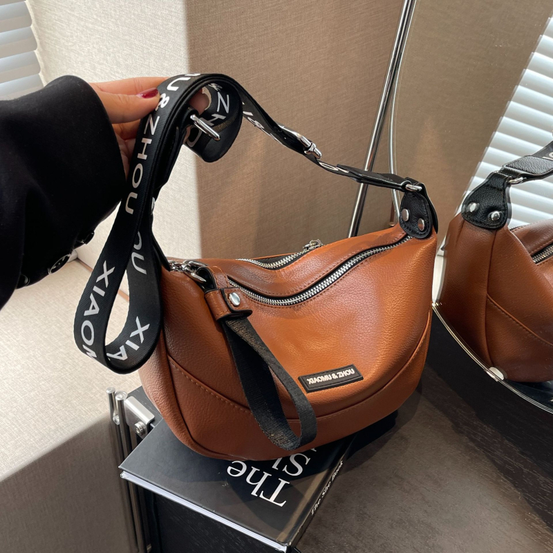 Dumpling crossbody torba, urbani minimalistički stil, PU materijal, zatvarač, unutarnja pretinica za dokumente