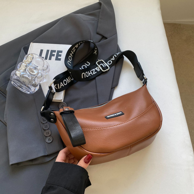 Dumpling crossbody torba, urbani minimalistički stil, PU materijal, zatvarač, unutarnja pretinica za dokumente