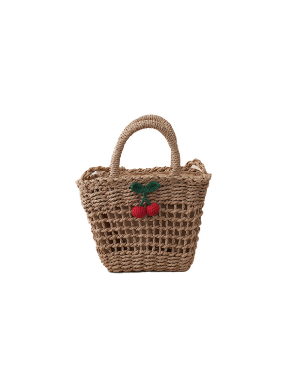 Ženska slamnata crossbody torba, svježeg i sladkog stila, horizontalni kvadratni oblik, zatvaranje šnira, tri naramenice