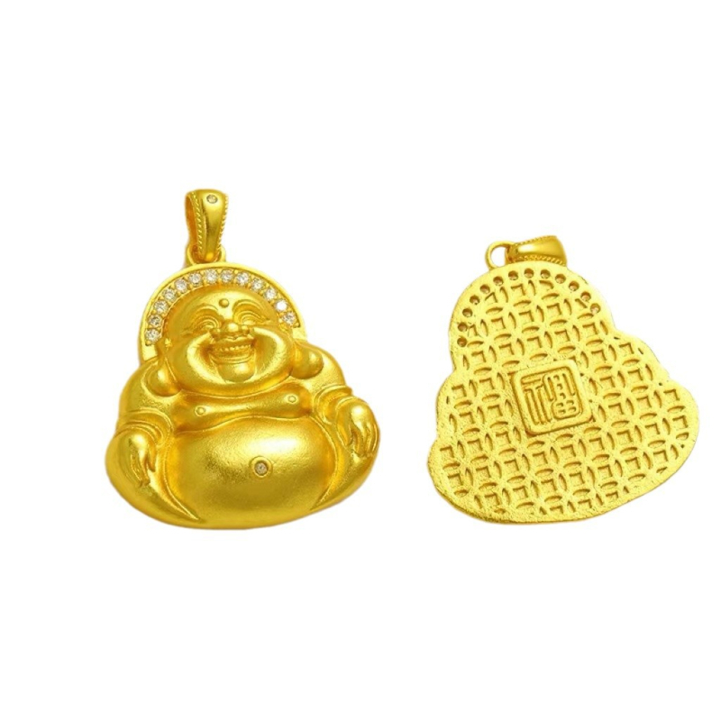 Κολιέ από χαλκό με επίχρυση επίστρωση, μάρκα Yuxuan, νέο κινεζικό στυλ, ηλεκτροπλατίωση, μενταγιόν Γελών Βούδας Μαϊτρία