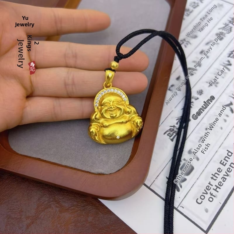 Κολιέ από χαλκό με επίχρυση επίστρωση, μάρκα Yuxuan, νέο κινεζικό στυλ, ηλεκτροπλατίωση, μενταγιόν Γελών Βούδας Μαϊτρία