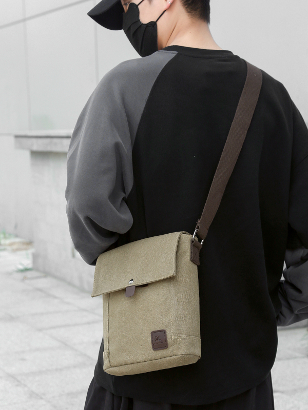 Muška crossbody torba od platna – velika zapremina, prozračna, otporna na habanje, podstava od poliestera, marka Yiku