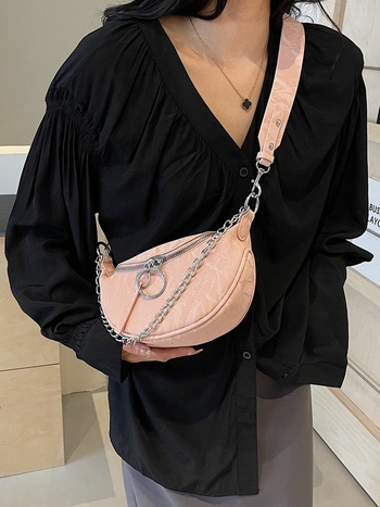 Ženska crossbody torba - PU materijal, zatvarač, džep za ID, unutarnji džep, proljeće 2024