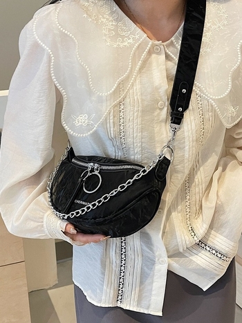 Ženska crossbody torba - PU materijal, zatvarač, džep za ID, unutarnji džep, proljeće 2024