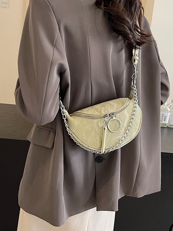 Ženska crossbody torba - PU materijal, zatvarač, džep za ID, unutarnji džep, proljeće 2024