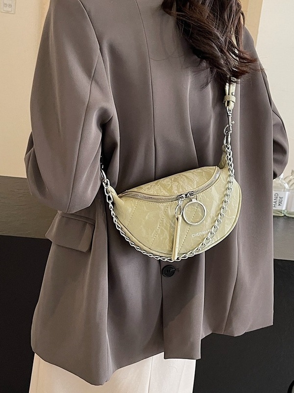 Ženska crossbody torba - PU materijal, zatvarač, džep za ID, unutarnji džep, proljeće 2024