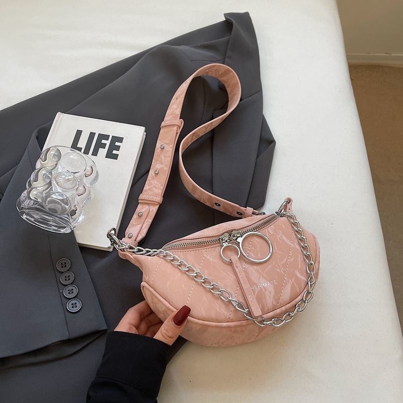 Ženska crossbody torba - PU materijal, zatvarač, džep za ID, unutarnji džep, proljeće 2024