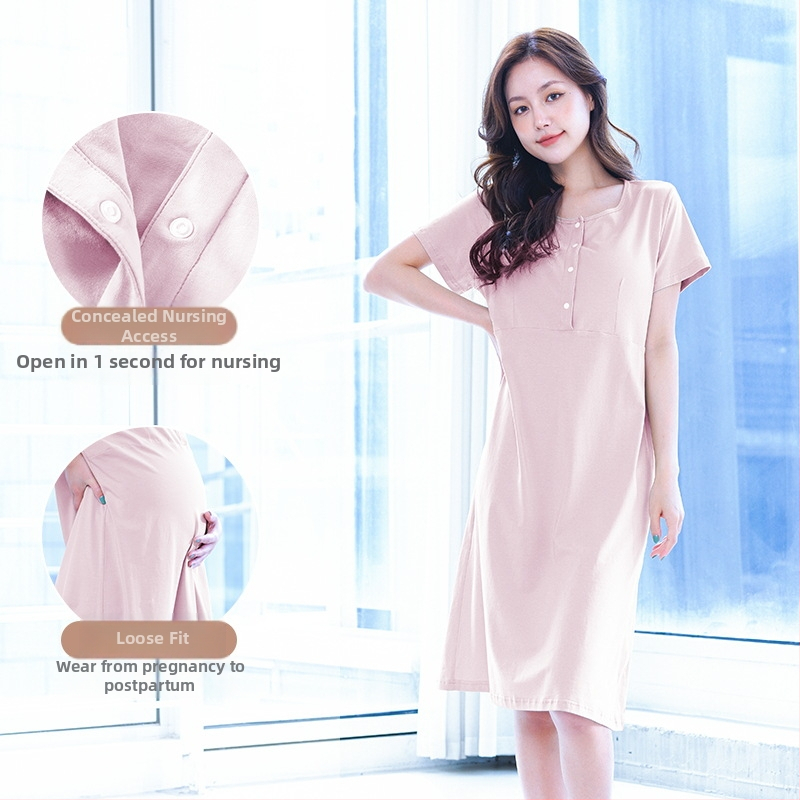 Γυναικείο νυχτικό θηλασμού με μπροστινό άνοιγμα, αντιβακτηριακό και διαπνέον από υπέρ-λεπτό modal ύφασμα, μεσαίου μήκους, με επένδυση στήθους
