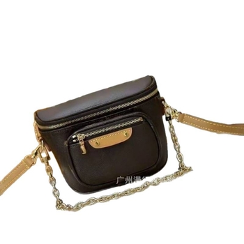 Fisk Mini Bumbag – Kožna torbica za struk s monogram printom, lančana naramenica/crossbody, zatvarač, platnena podstava, ID pretinac, 3D vanjski dio, street fashion, proljeće 2025