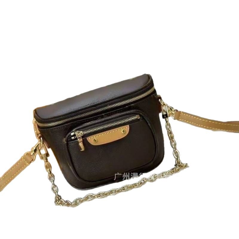 Fisk Mini Bumbag – Kožna torbica za struk s monogram printom, lančana naramenica/crossbody, zatvarač, platnena podstava, ID pretinac, 3D vanjski dio, street fashion, proljeće 2025