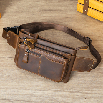 Muška kožna torba oko struka - gradski crossbody stil, gornji sloj kože, otporna na habanje, kompatibilna s 8-inčnim prijenosnikom, jedne boje