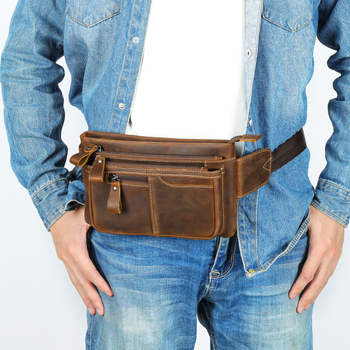 Muška kožna torba oko struka - gradski crossbody stil, gornji sloj kože, otporna na habanje, kompatibilna s 8-inčnim prijenosnikom, jedne boje