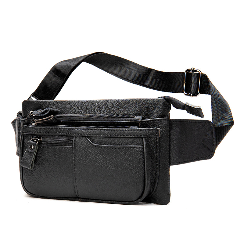 Muška kožna torba oko struka - gradski crossbody stil, gornji sloj kože, otporna na habanje, kompatibilna s 8-inčnim prijenosnikom, jedne boje