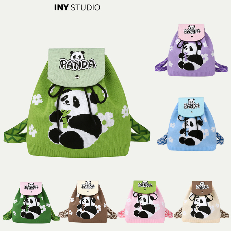 Pletena ženska torba Panda Grandpa — urban stil jednostavnosti, poliester podstava, zatvaranje s poklopcem, veliki kapacitet, ljeto 2025