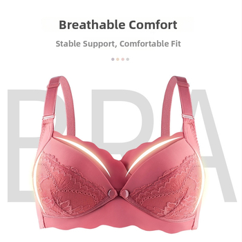 Σουτιέν Θηλασμού Μετά τον Τοκετό — Μπροστινό Άνοιγμα με Κούμπωμα, Τέσσερις Γραμμές Κουμπώματος στην Πλάτη, Λεπτά Καλούπια, Νάιλον Ύφασμα με Βαμβακερή Επικάλυψη